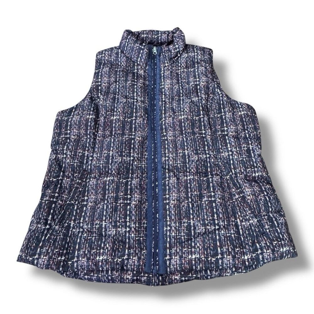 Lands' End Blue Full Zip 600 Hyper Dry Down Puffer Winter Vest Women’s Size L